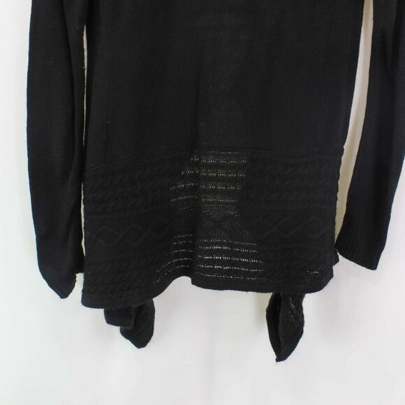 Iz Byer Womens Cardigan Sweater Black Long Sleeve Open Front Cable Knit - Picture 4 of 9